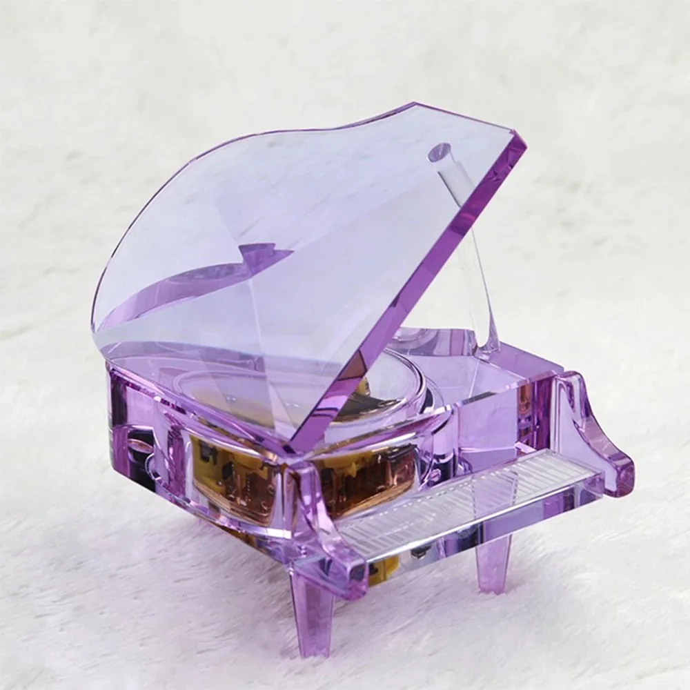 

Pretty Purple Crystal Piano Music Box Glass Miniatures for Birthday Gifts Home Decoration Hot Sales