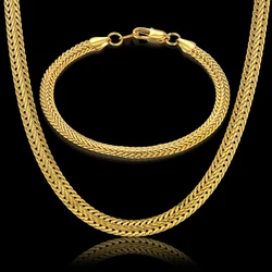 Men Women's Jewelry Set Gold Silver Color Bracelet Necklace Set Curb Cuban Weaving Snake Chain 2023 Wholesale Jewelry