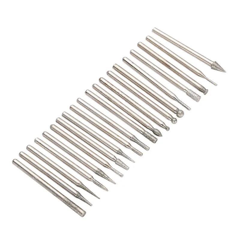 HANSCH 20pcs Diamond Burrs Rotary Tool Drill Bit Grinding Head Dremel Accessories Bits 150 Grit