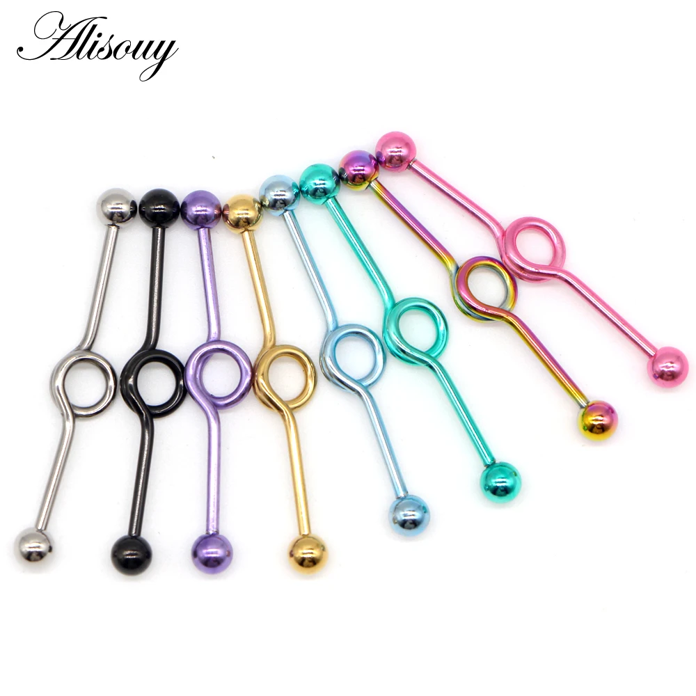 Alisouy 1 PC สแตนเลสสตีลรอบ Gothic EAR STUD กระดูกอ่อนเจาะต่างหูผู้หญิงผู้ชาย Helix อุตสาหกรรม Piercing Body เครื่องประดับ
