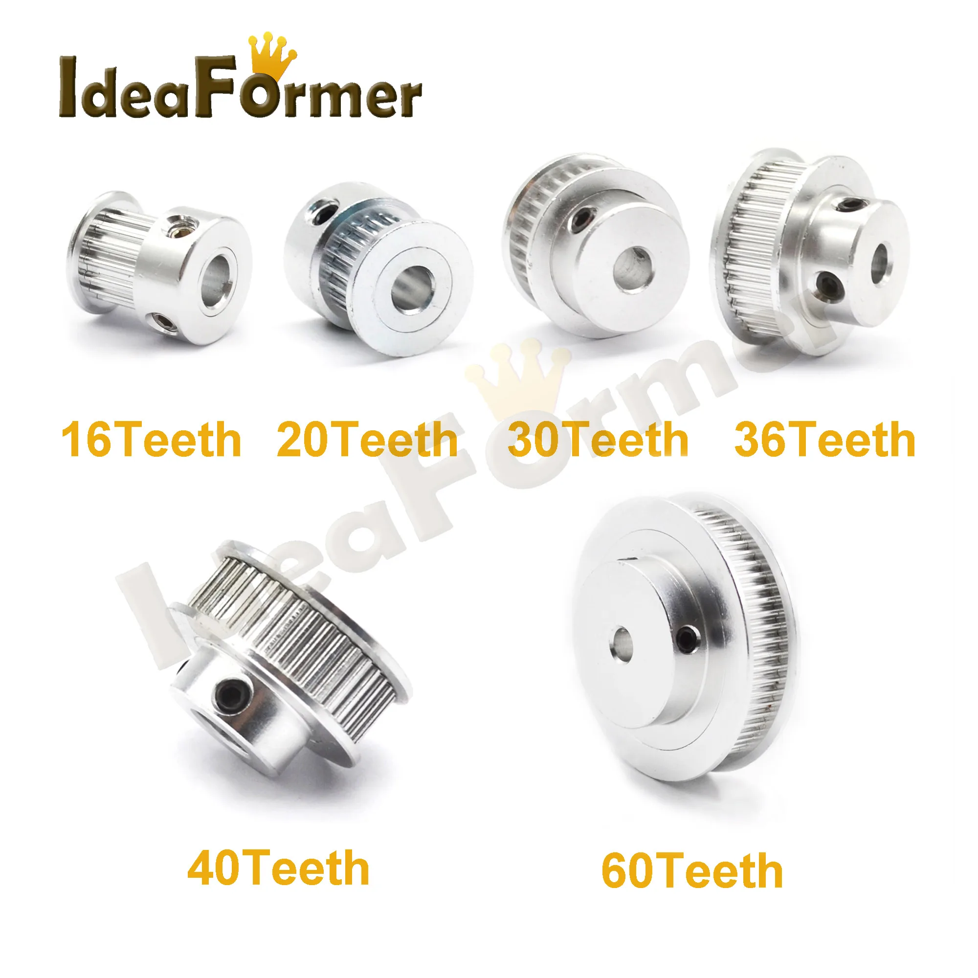 GT2 20 teeth Timing Pulley 16 20 30 36 40 60 teeth Aluminum Bore 5mm 8mm fit in GT2 belt Width 6mm 3D Printer GT2 Pulley