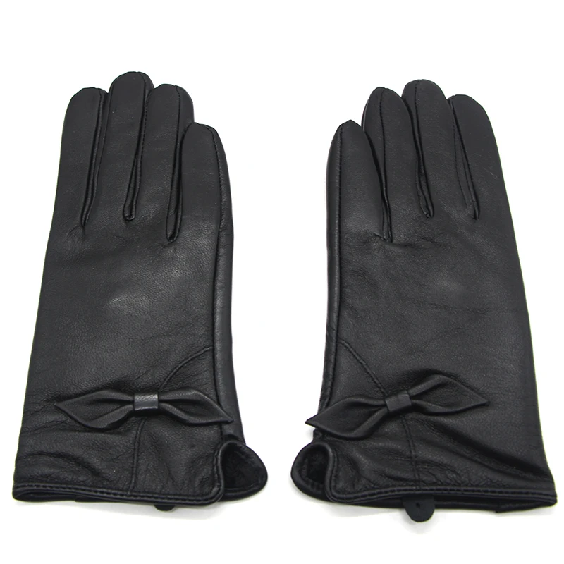 Guantes de piel de oveja auténtica para mujer, manoplas cálidas de invierno, de alta calidad, a la moda, CP-04