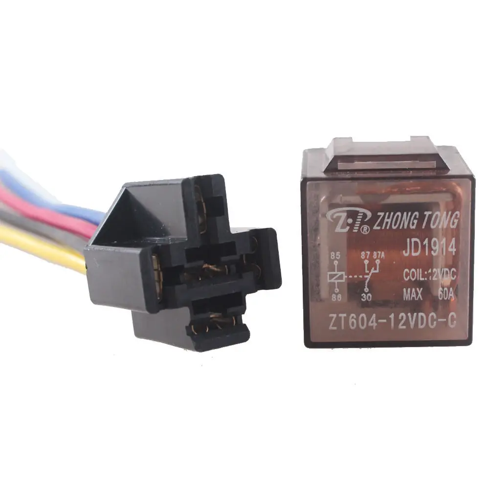 EE support 5 Pcs 12V 60A 60 AMP SPDT Relay 5 Pin 5P & Socket 5 Wire Truck Auto Car Relays