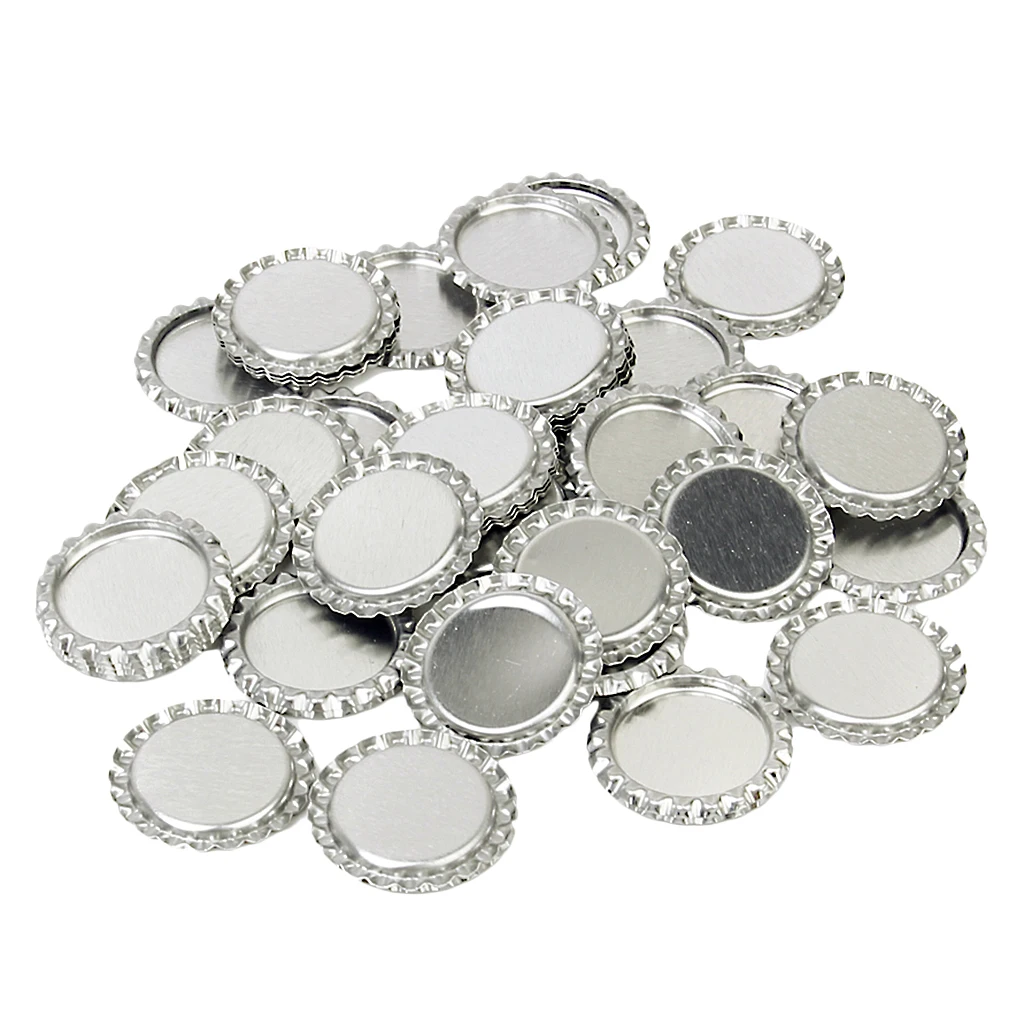 100 Flat Flattened Metal Bottle Cap Jewelry Craft Scrapbook DIY Chrome Silver 1\