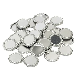 100 Flat Flattened Metal Bottle Cap Jewelry Craft Scrapbook DIY Chrome Silver 1