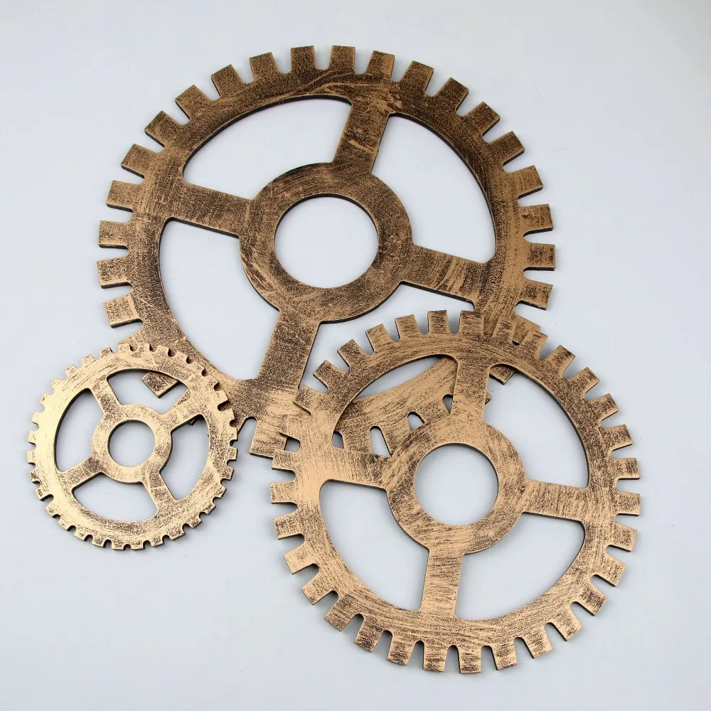 1PC 3D Creative Wooden Hanging Wall Gear Home Decor Living Room Steampunk Gears Cogs Geometric Machine Vinyl Decal JL 292