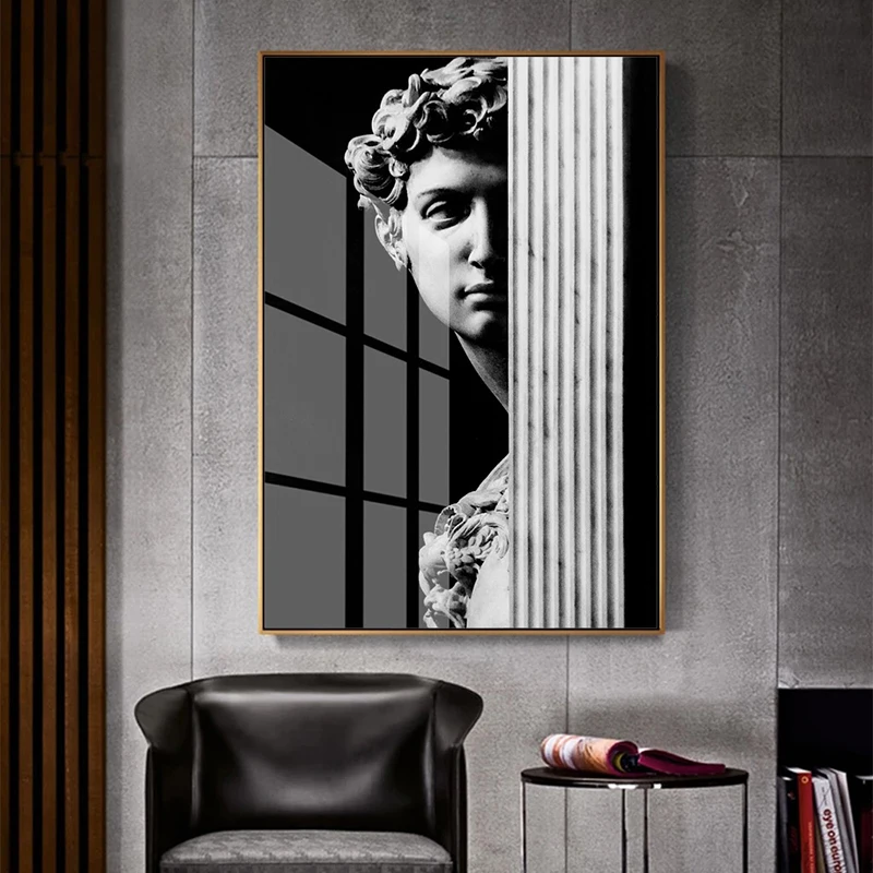 

Vintage David Figure Sculpture Black and White Canvas Paintings Wall Art Posters Print Pictures for Living Room Home Decor