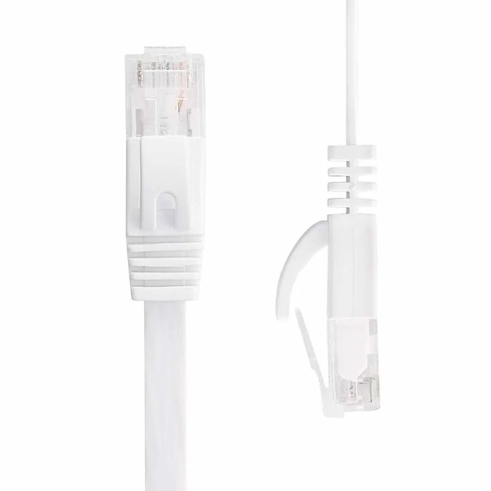 Branco liso do cabo 100ft dos ethernet do gato 6 com cabo de rede dos grampos de cabo cabo rápido do remendo dos ethernet com conectores rj45 snagless 30m