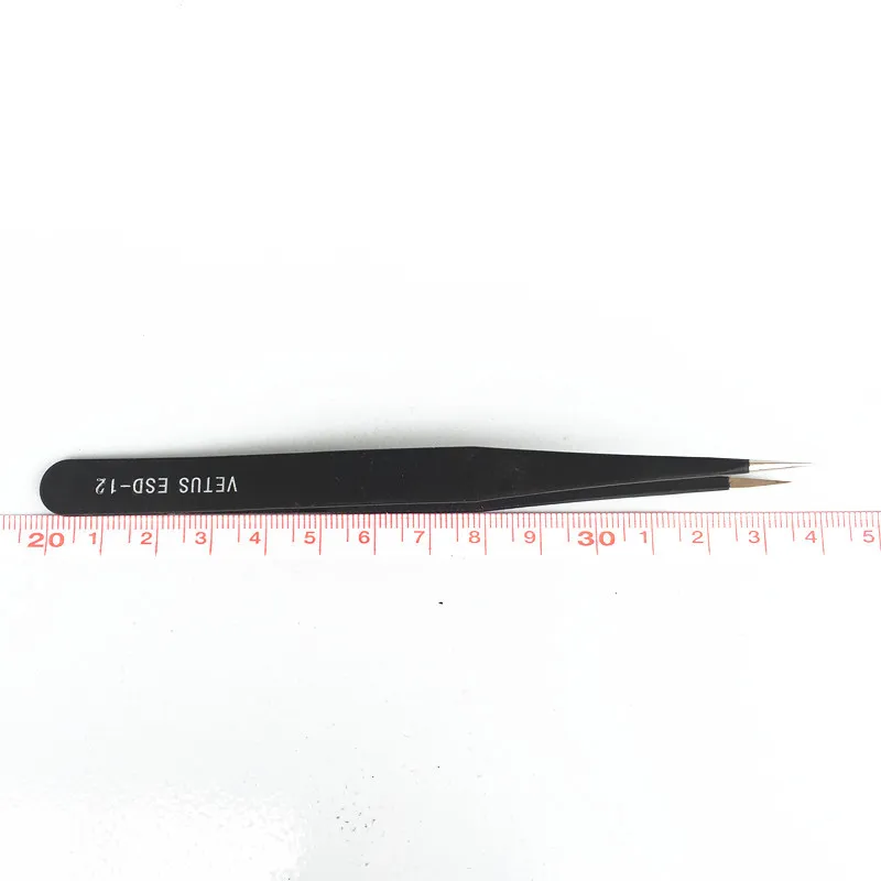 High quality 2 pcs Black Acrylic Stainless Steel tweezers Fine workmanship Repairing Maintenance Tools Paillette Nipper Picking