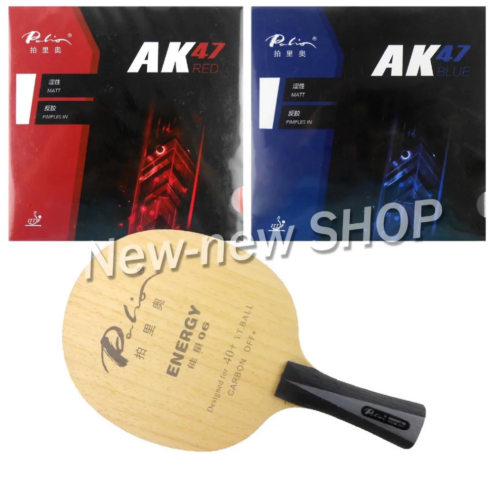 

Palio ENERGY 06 Blade with Palio AK47 RED and AK47 BLUE Rubbers for a Racket Shakehand long handle FL