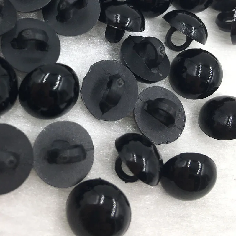 50/100pcs 10mm Acrylic Mushroom Black Shank Buttons Plastic Decorative Button Negro DIY Sewing Eye For Dolls Toy Eyes PT133