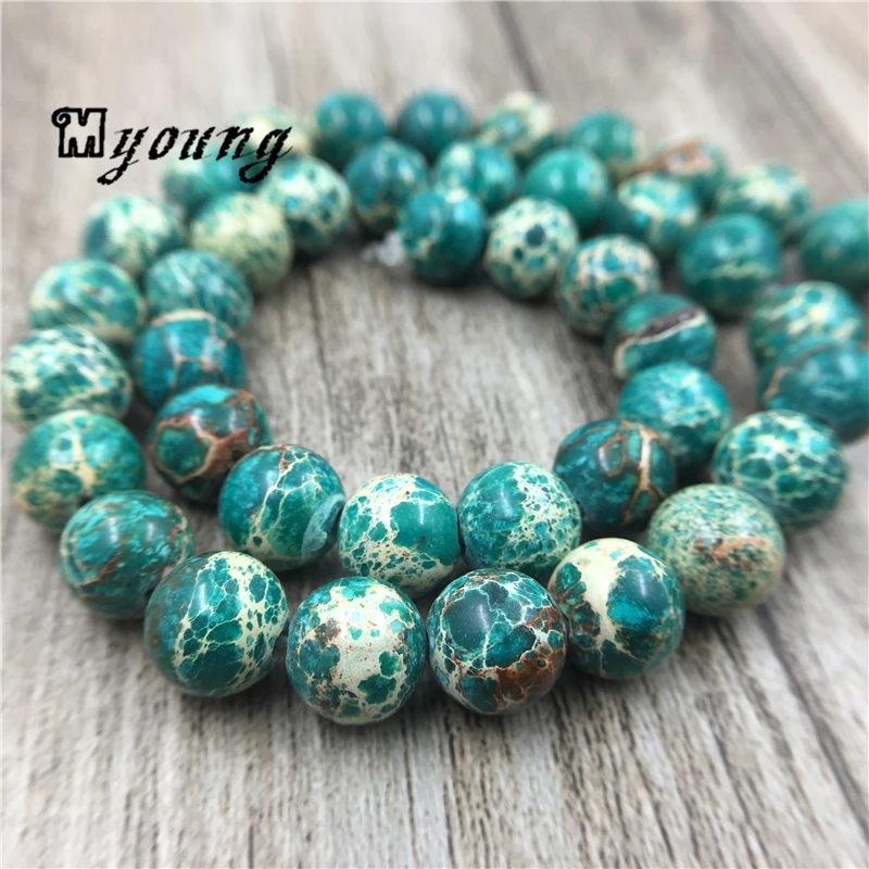 Natural Stone Green Sea Sediment Imperial Jaspers Round Beads,Emperor Stone Loose Beads For Jewelry Making 5 Strands/lot MY0073