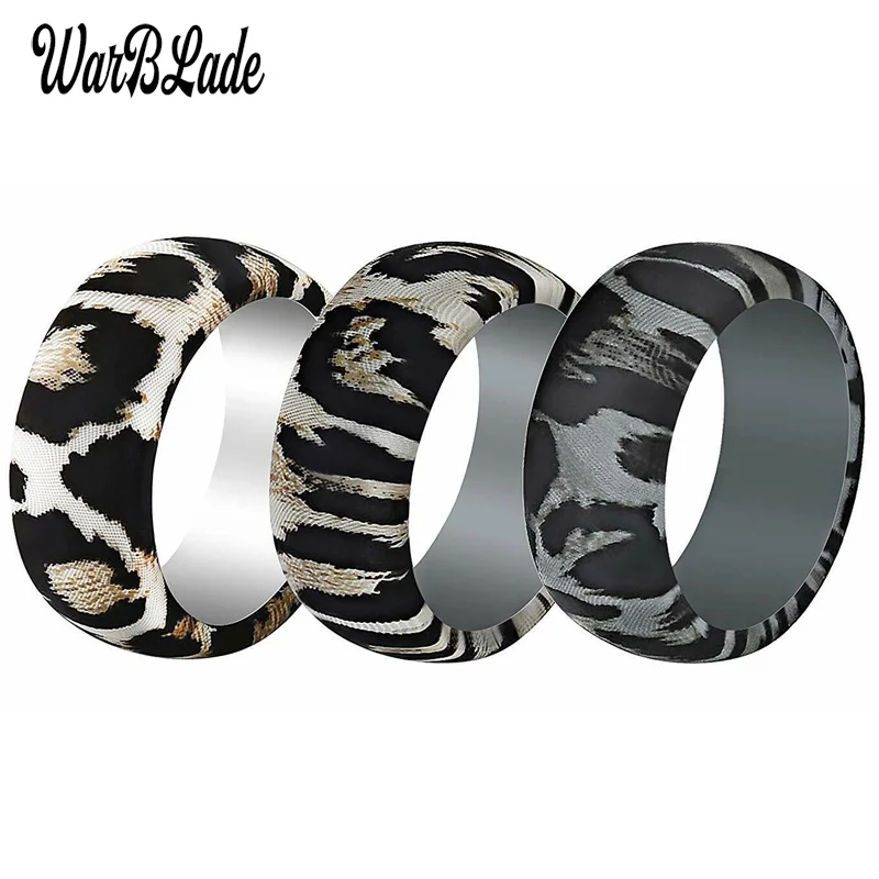 New Leopard Print Silicone Rings For Men Wedding Rubber Bands Hypoallergenic Flexible Sports Antibacterial Silicone Finger Ring