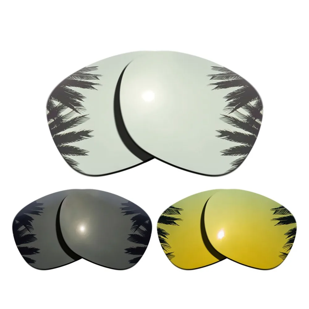 

(Silver Mirrored+Black+24K Gold Mirrored Coating) 3-Pairs Polarized Replacement Lenses for Garage Rock 100% UVA & UVB Protection