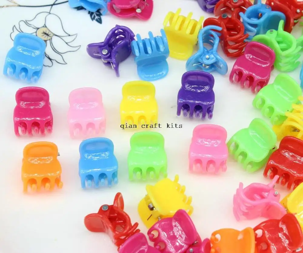 500pcs cute Retro colorful Mini Claw Plastic Hair Clips mix color Hair Clips for kids 16mm hair pins