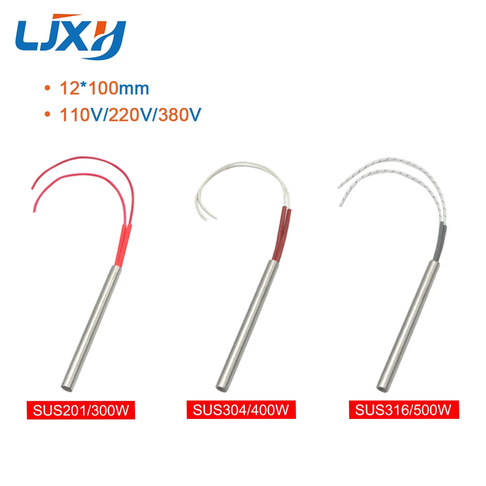 LJXH 12x100mm Tube Heating Element AC110V/220V/380V Single End Cartridge Heater 300W/400W/500W