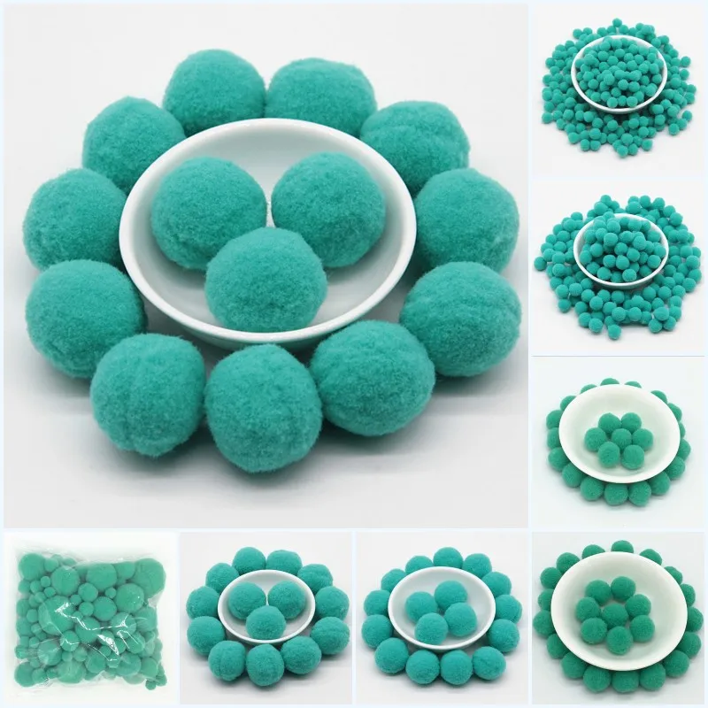 Mint Green Pompoms 8/10/15/20/25/30mm Fur Plush Ball Craft DIY Soft Pompon Wedding Home Garment Sewing on Cloth Accessories 20g