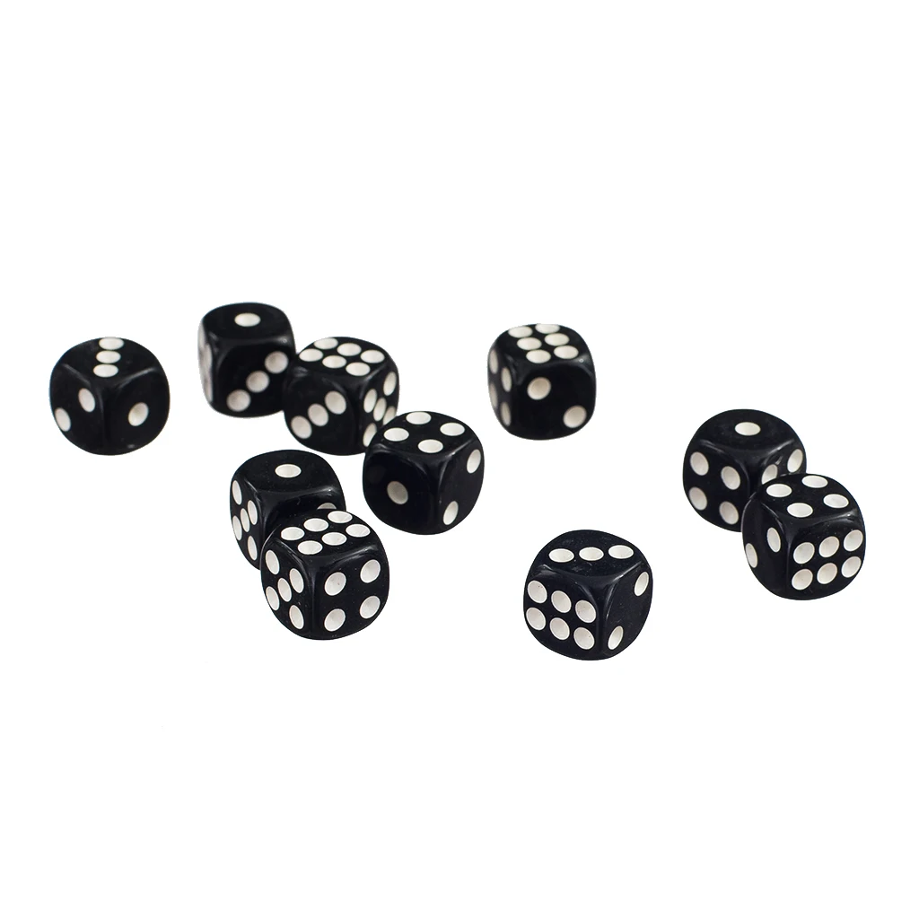 50 pz/set D6 sei lati Spot dadi gioco da tavolo dadi per Dungeons & Dragons gioco TRPG Home Party intrattenimento 12mm nero