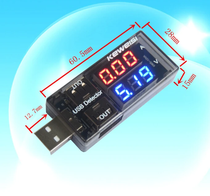 1pc New USB Current Voltage Tester Meter USB Voltage Ammeter USB Detector Double Row Shows Gauge Facotry Online Wholesale