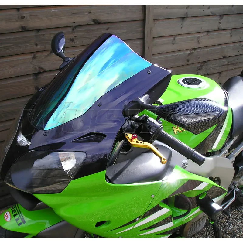 Motorcycle Double Bubble Windshield WindScreen Screen For 2000 2001 2002 Kawasaki Ninja 636 ZX6R ZX-6R ZX 6R Black Iridium