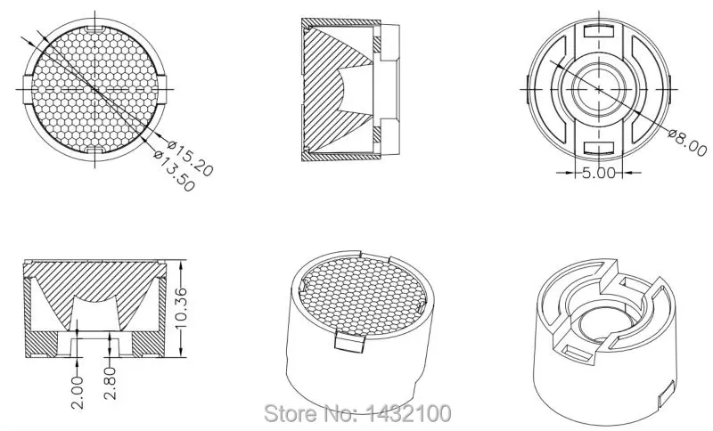 90degree -diameter 15.2mm for Luxeon K2 -Prolight-Seoul P4- Mini Led Lens(HX-LM15-90L)