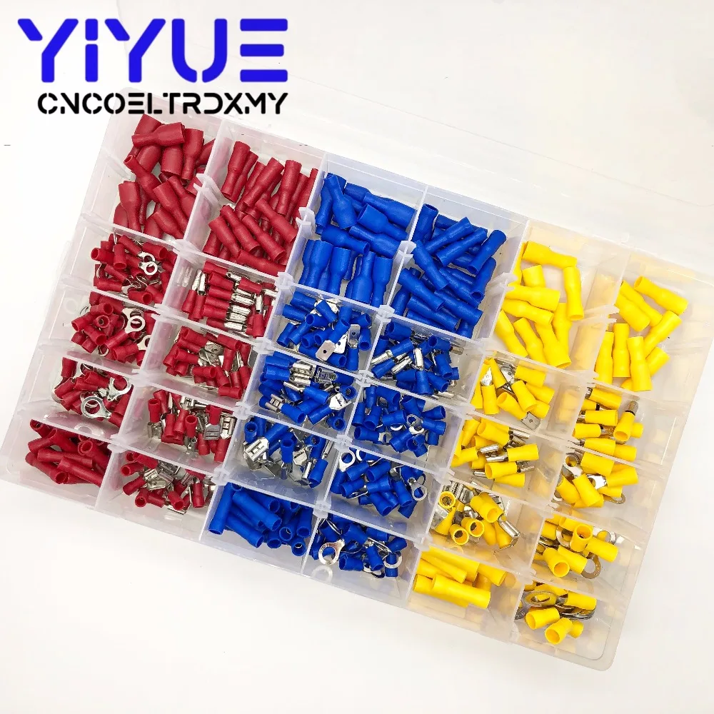 O Type Round/Bullet type/Spade type/Fork type Insulated Cold Pressed Terminal RV Wiring Terminal 480pcs Assorted Crimp Terminals