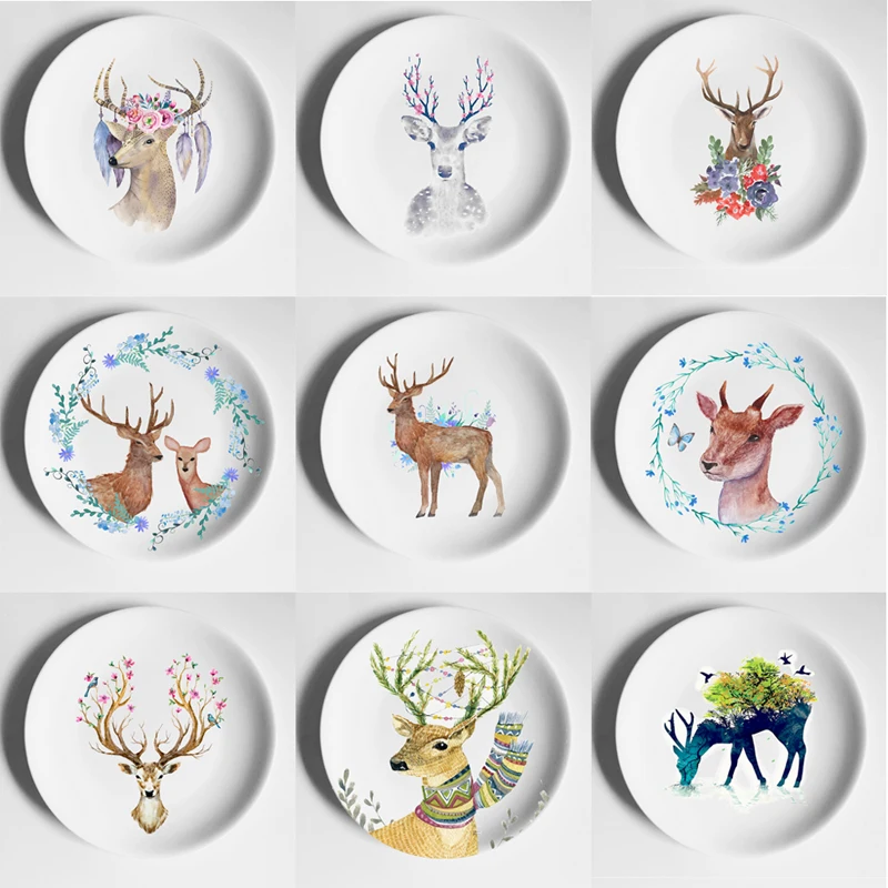 Decorative Wall Hanging Plates Elk Zebra Illustration Home Decorative Craft Dish Nordic Piero Style