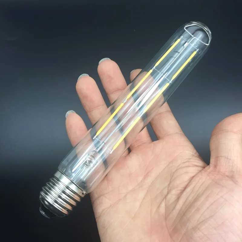

High Brightness Tubular T30 LED Bulb Dimmable Decorative Vintage E27 Filament Lamps 6W 4W Clear Bright Glass