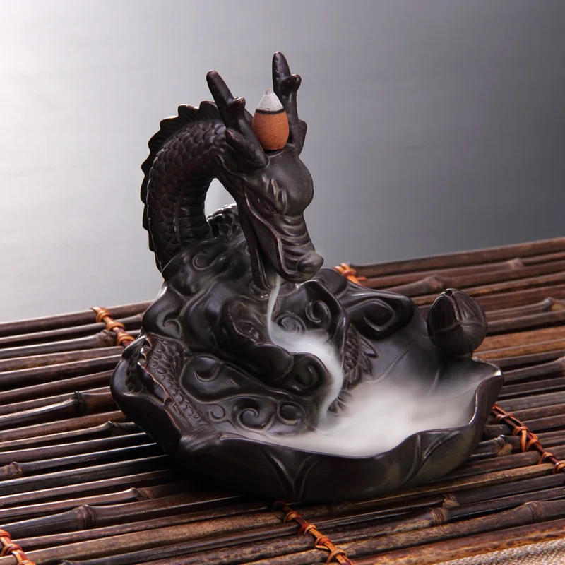 

Dragon fish back incense tea accessories ceramic ornaments line creative sandalwood Xiangxiang large tower incense burner