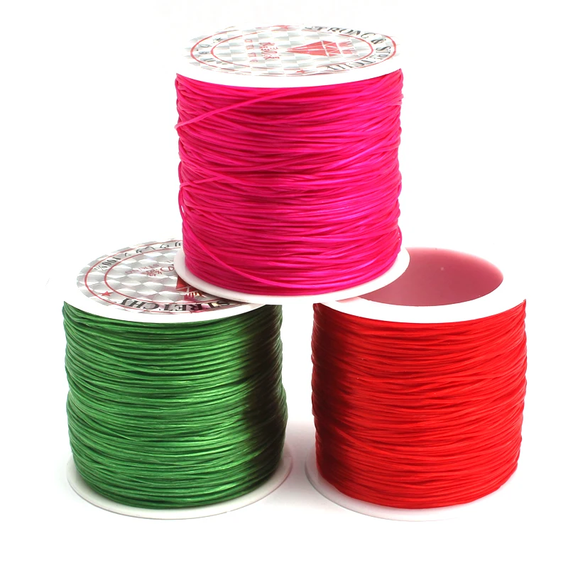 1Roll/lot 0.6mm Elastic Thread Round Crystal Line Nylon Rubber Stretchy Cord For Jewelry Making 10colors 60M Free Shipping