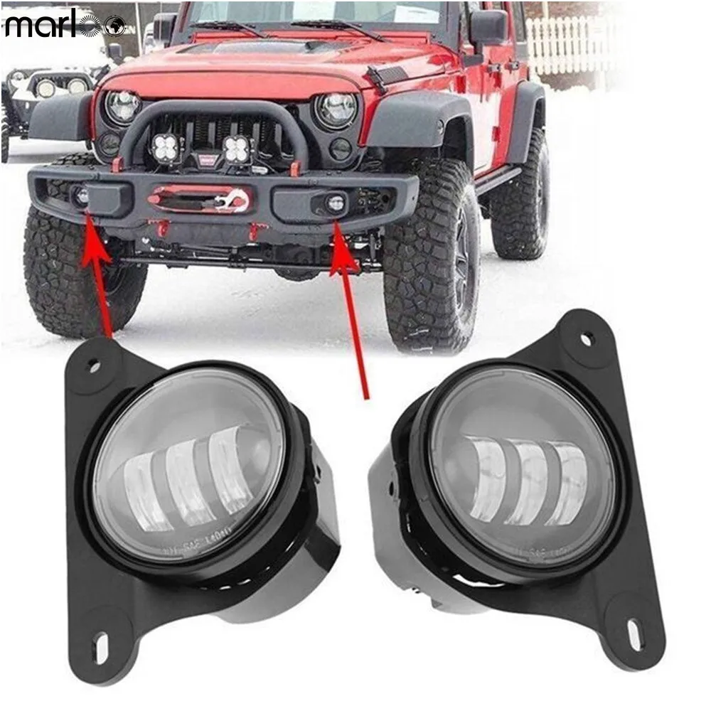 

2pc 4 Inch 30W Led Fog Lights Projector Driving Light For 10th Anniversary Jeep Wrangler Jk Front Bumper Lights