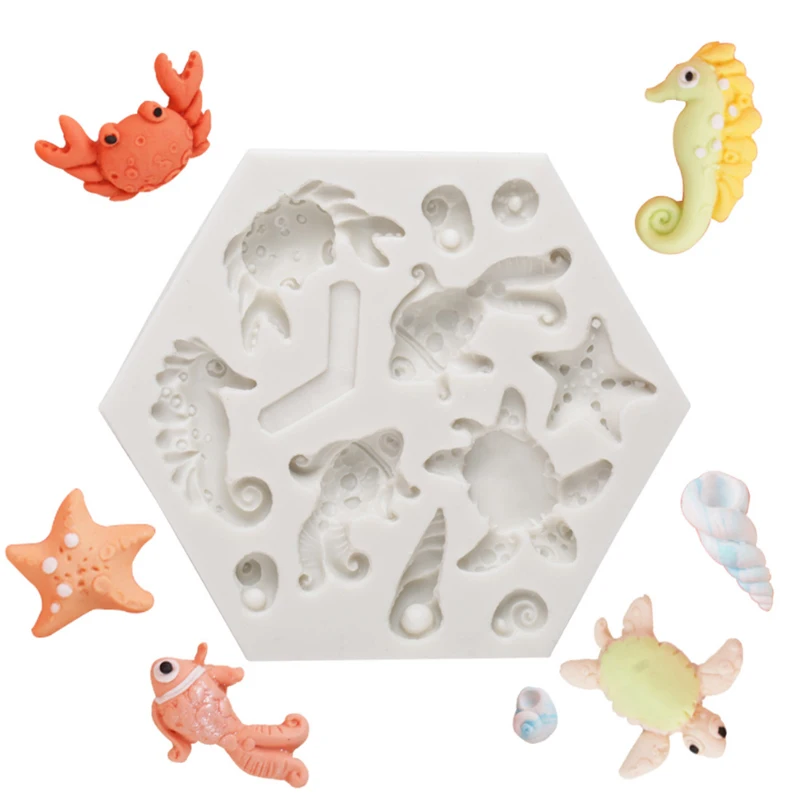

Ocean Series Crab & Hippocampus Silicone Mold Fondant Mould Cake Decorating Tools Chocolate Gumpaste Molds, Sugarcraft, Kitchen
