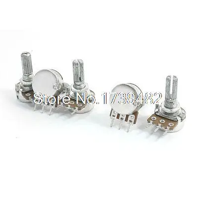 5Pcs B1M 13mm Metal Rotating Shaft 1M Ohm Rotary Audio Taper Potentiometers