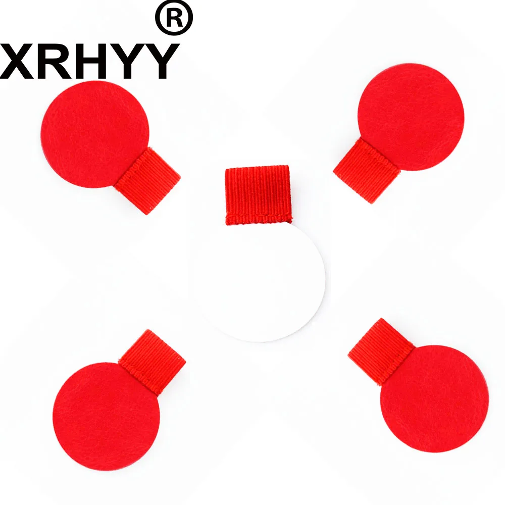 XRHYY 5 Pcs Red Round Pen Self-adhesive Leather Pencil Clip Elastic Loop For Notebooks Journals Clipboards Pens Holder ( 4 CM )