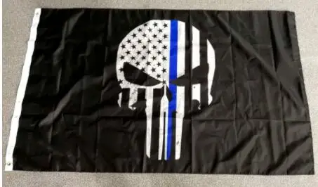 custom skull banner first responder police thin blue line skull bone Flag for decoration flag custom any logo on the flag