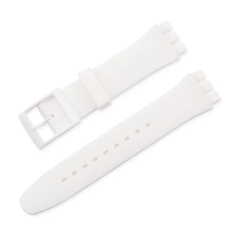 MR NENG Watch Accessories for Swatch strap buckle Black White Navy silicone watch band 16mm 17mm 19mm 20mm rubber strap image 4