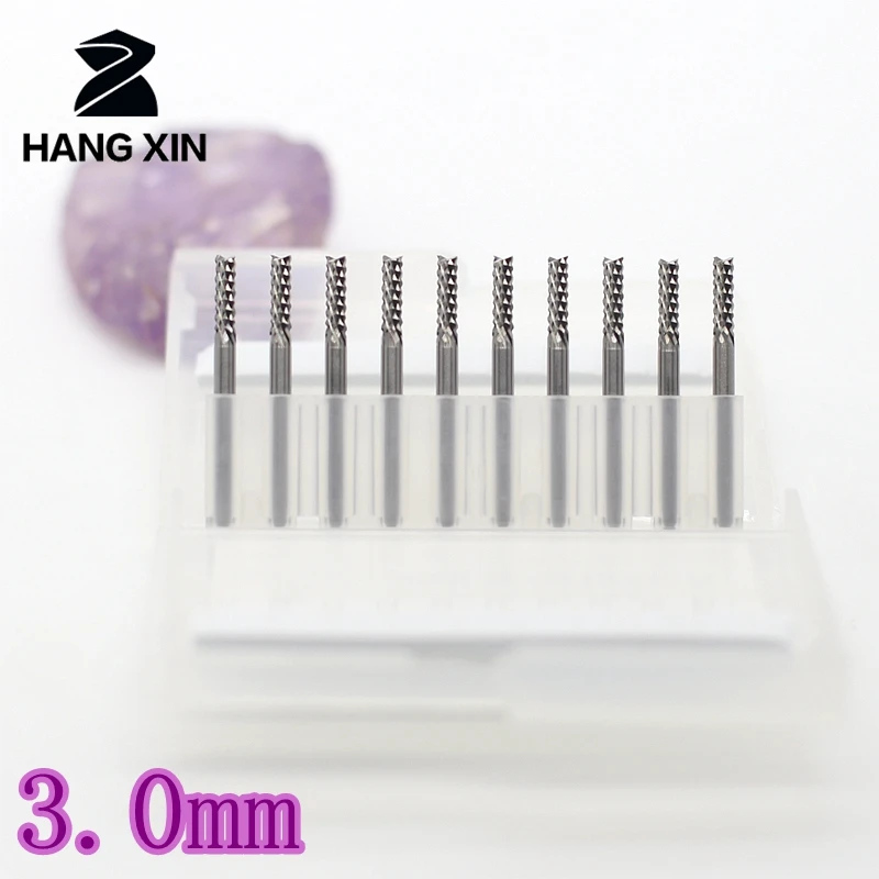 3.175mm 10PCS tungsten carbide lower left cutting corn end mill  CNC end mill Strawberry router tool Router wood rotation