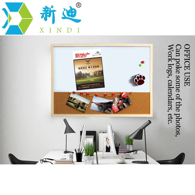 XINDI 30*40cm Combination Whiteboard Cork Board Combination Wood Frame Magnetic Whiteboard With Free Marker Pens Free Shipping