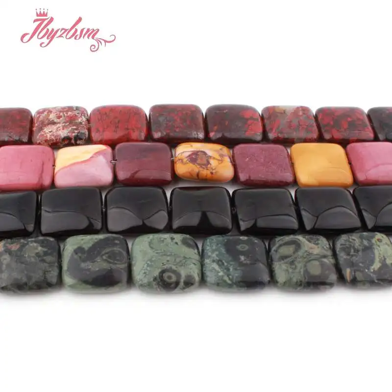 20mm Natural Fluorite Quartz Rhodonite Tiger Eye Square Loose Natural Stone Beads For DIY Jewelry Making Necklace Strand 15\