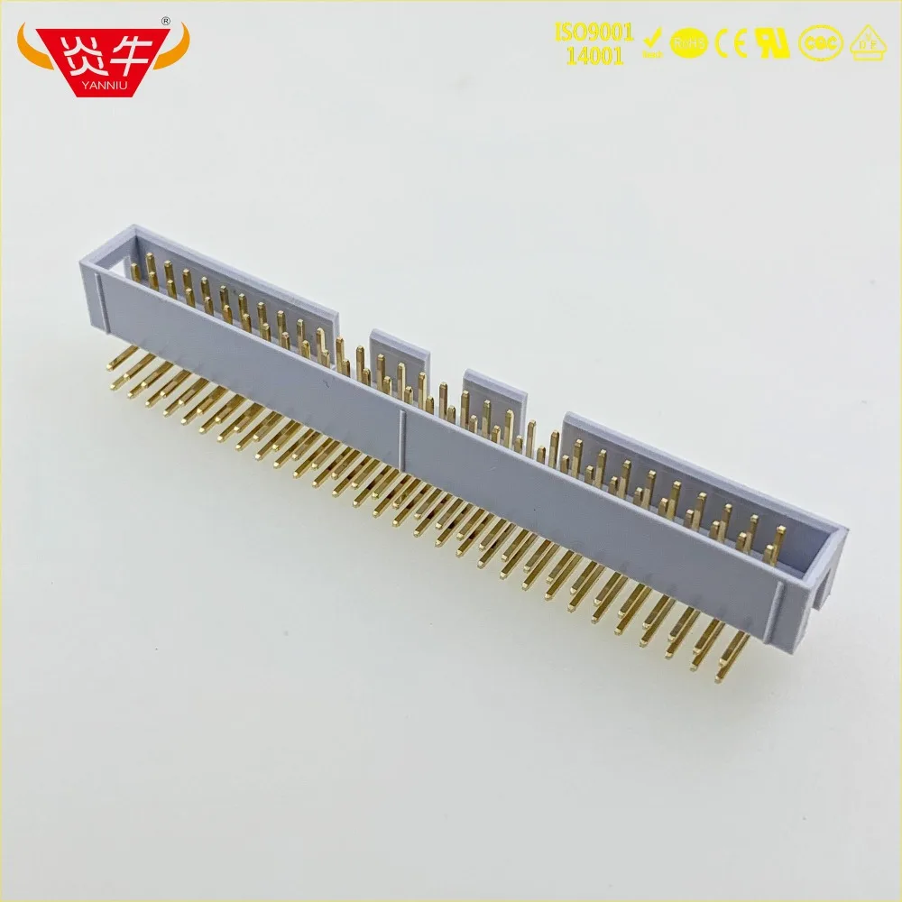 50Pcs DC3-60P GREY WHITE 60PIN IDC SOCKET BOX 2.54mm PITCH BOX HEADER RIGHT ANGLE CONNECTOR CONTACT PART GOLD-PLATED 3Au YANNIU