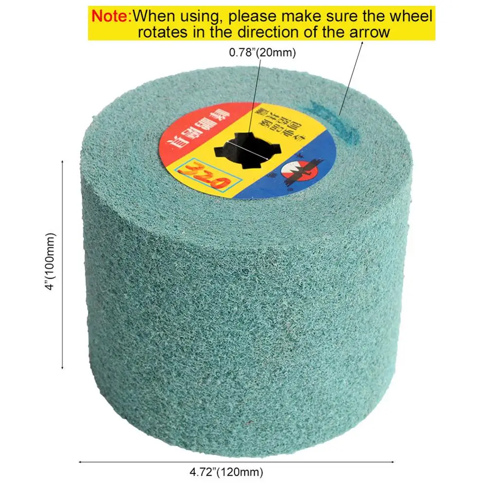 나일론 섬유 와이어 드로잉 연마 휠, 부직포 버니 싱 드럼 버핑 휠, 금속 디버링, derust 120x100mm 용, 1 개