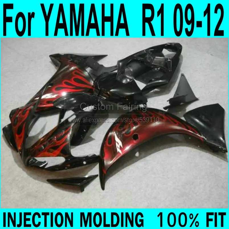 

Free shipping fairings For YAMAHA R1 2009 2010 2011 2012 2013 Fairings ( red flame ) yzfr1 Injection Fairing kit XP58