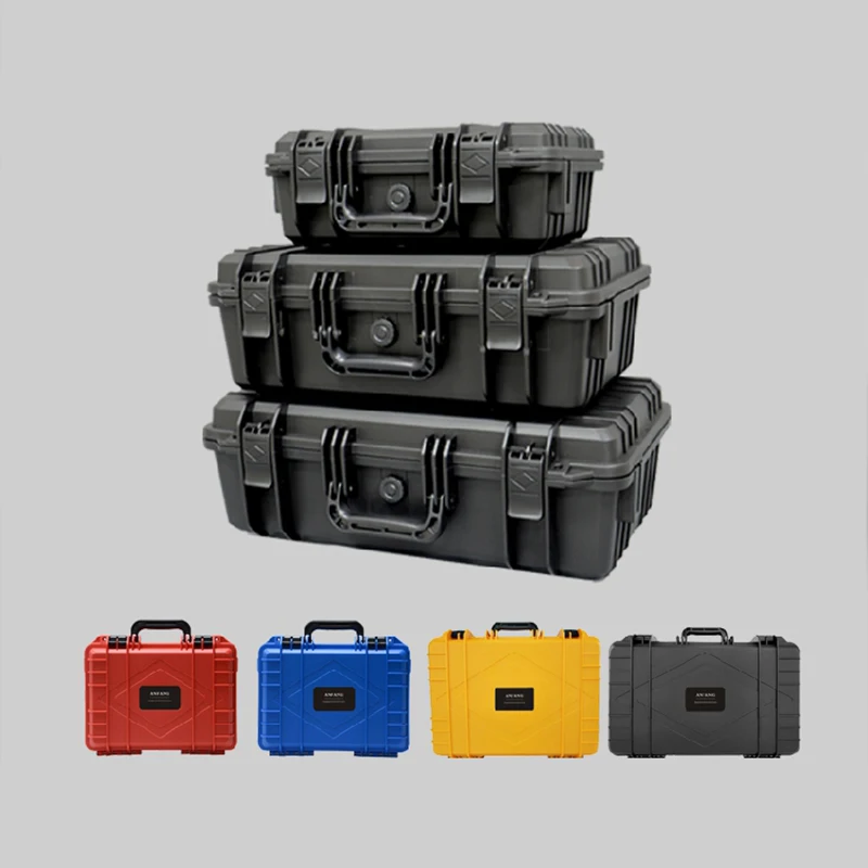 ABS Plastic Sealed Tool Box Safety Equipment Toolbox Suitcase Impact Resistant Tool Case Shockproof w Foam Logo Four Color