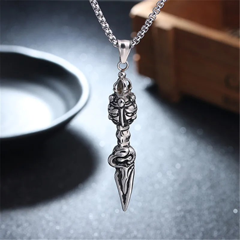 Stainless Steel All sides Buddha vajra Pendant Necklace Comprehensive Buddha Style Vajra Pendant Fashion Men Jewelry 24\