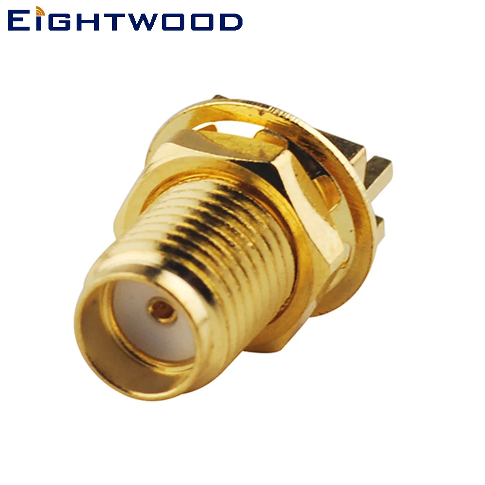 Eightwood 5PCS SMA Jack Female RF Coaxial Connector Adapter PCB Mount Solder .062 Inch End Launch Blukhead for Antenna Telecom