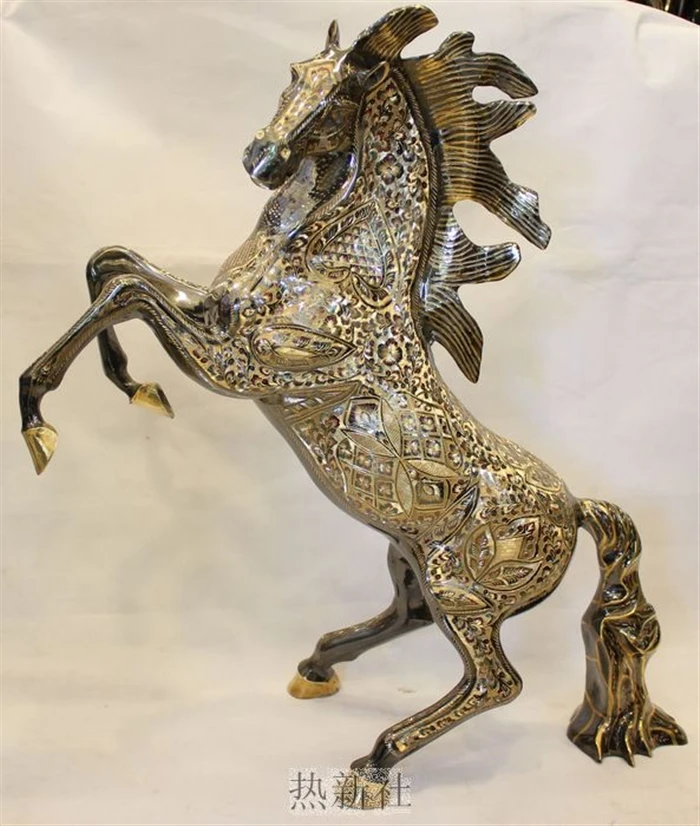 Pakistan bronze crafts 30 inch Zhaocai color copper horse immediately