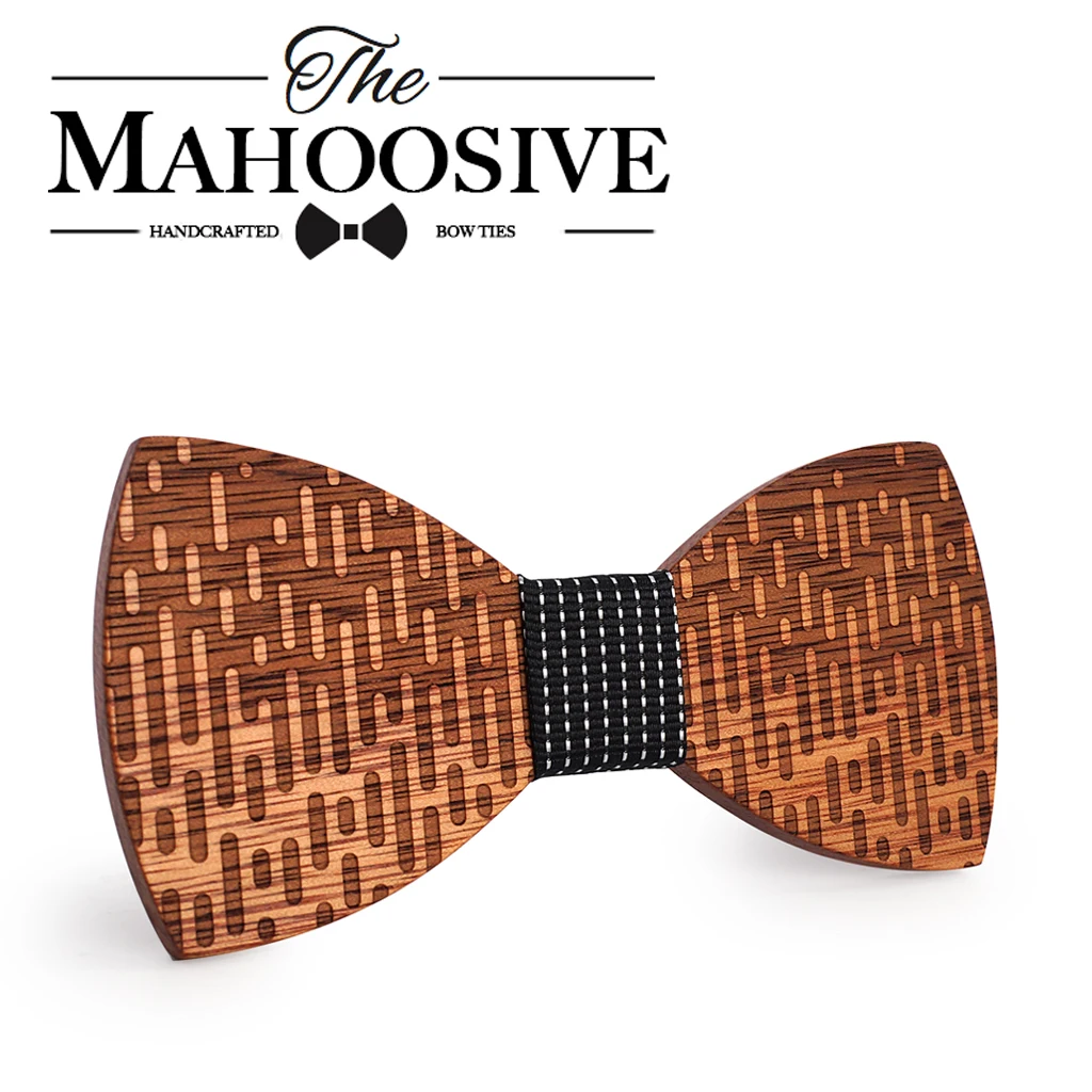 MAHOOSIVE ไม้ Bow Tie งานแต่งงานตกแต่งคุณภาพสูง Handmade ไม้ผูกโบว์กับฟรี Ultra - light