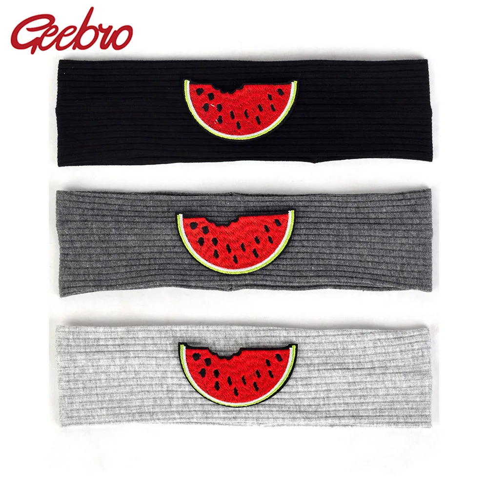 Geebro Child Watermelon Patch Elastic Solid Cotton Ribbed Sports Headbands Cute Baby Girls Boys Turbans Headwear Hair Accessorie