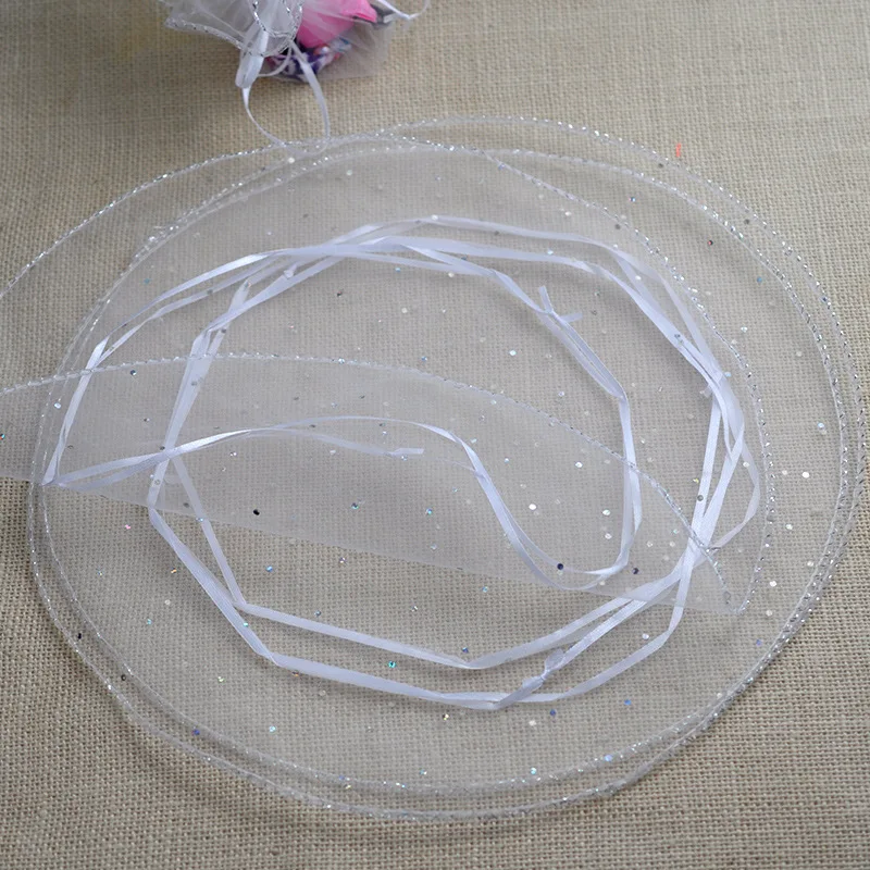 1000pcs diameter 26cm white Round Sachet Organza Bag Drawstring jewelry packaging bags for Wedding/gift/food/candy/Christmas