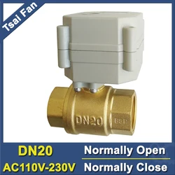 TF20-B2-C 2-Way Brass BSP/NPT 3/4'' DN20 Full Port  Electric Normally Open/Close Valve With Indicator AC110V-230V Metal Gear